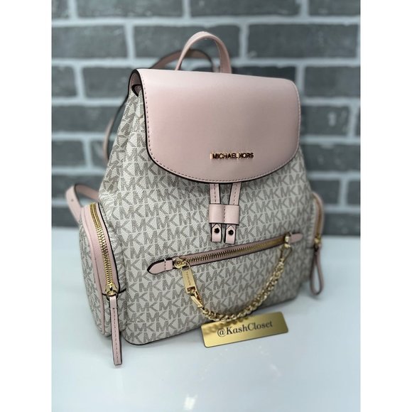 Michael Kors Handbags - Michael Kors MK Jet Set Item Medium Chain Backpack -Powder Blush Multi